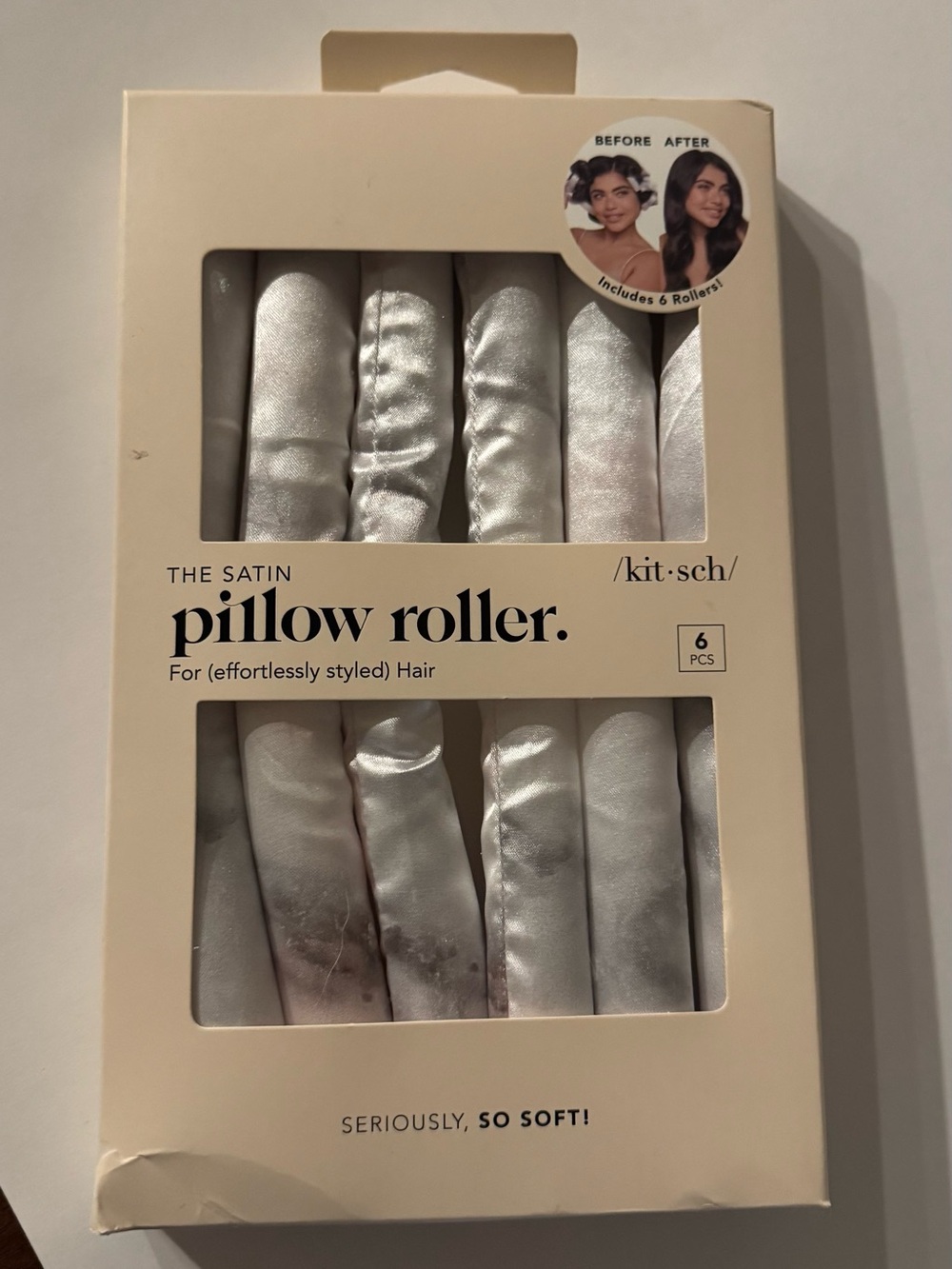 Kitsch Satin Pillow Rollers — Soft Marble Silver